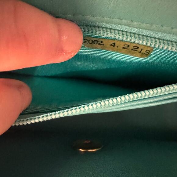 Chanel Teal Mini Rectangular Lambskin Chain Shoulder Bag Series 7 2002-03 GHW - Picture 10 of 12